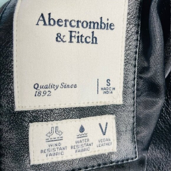 Abercrombie & Fitch Faux Leather Moto Jacket Vegan Biker Jacket Black Small - Picture 11 of 12